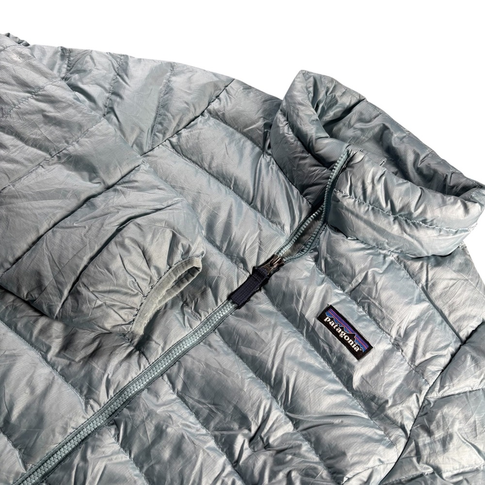 Patagonia Kids Down Puffer Jacket Light Blue Sz Large 12 Full Zip Gorpcore Warm